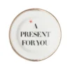 Bitossi Home Petite Assiette Déco "A Present For You" - 9.5 cm en Porcelaine Blanche et Or