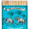 The Archivist Blue Elephant Safari Design - White Tipped Large Square Matchbox