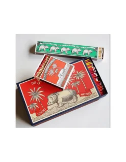 The Archivist Blue Elephant Safari Design - White Tipped Large Square Matchbox -Jolie Bougies Soldes allumettes blue elephant the archivist 3