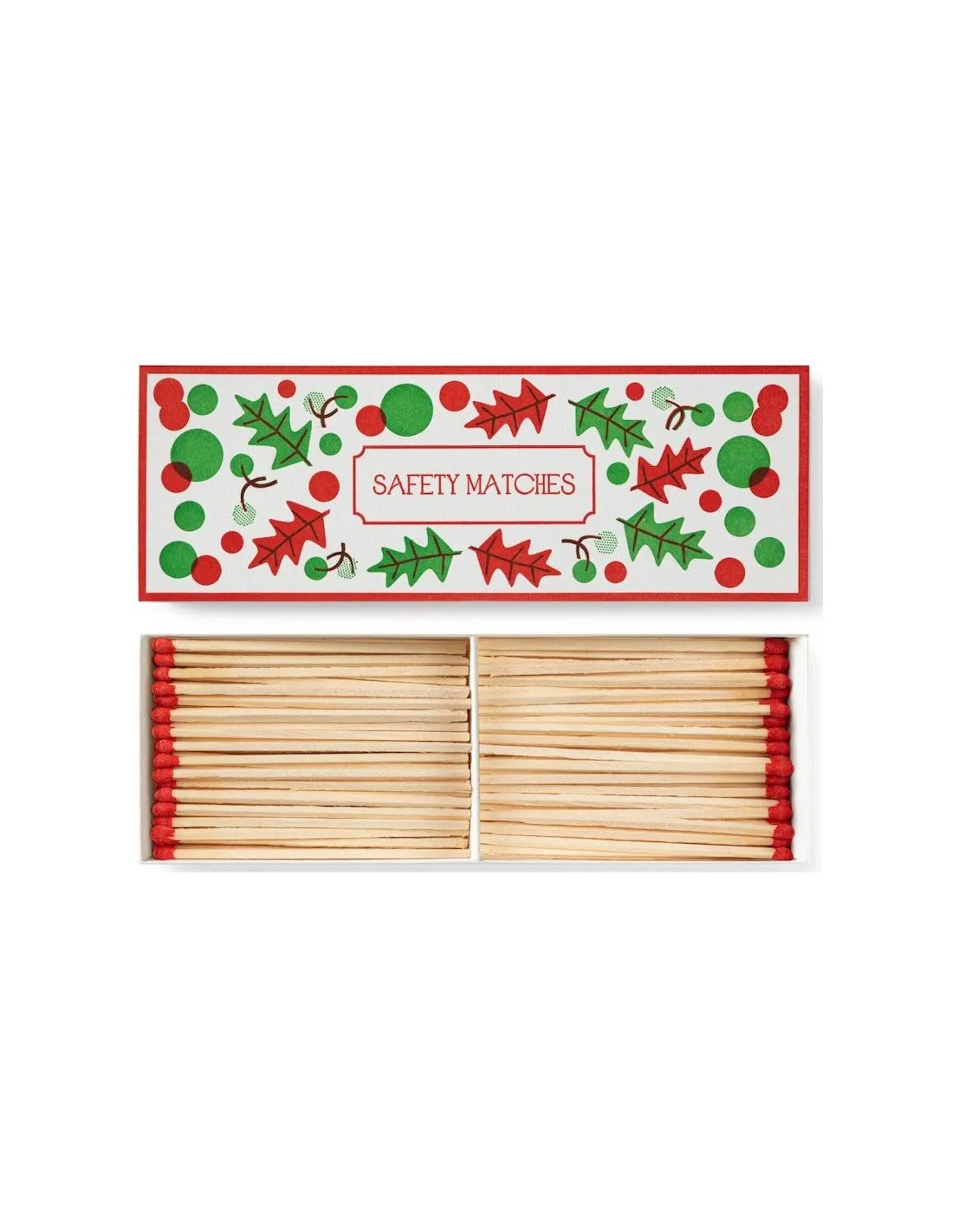 Boîte de 100 Grandes Allumettes Archivist - Christmas Holly Pattern - Têtes Blanches 1 Boîte de 100 Grandes Allumettes Archivist - Christmas Holly Pattern - Têtes Blanches