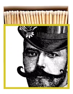 Boîte de 150 Allumettes de Luxe The Archivist – Design Gentleman Vintage Jaune et Bleu