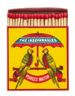 Boîte de 125 Grandes Allumettes The Archivist - Design Perroquets Amoureux & Jaune Solaire