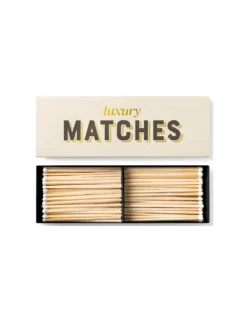 The Archivist Allumettes Luxury Matches – Gold Foil Accents & White Tips – 10cm Extra Long Matchbox