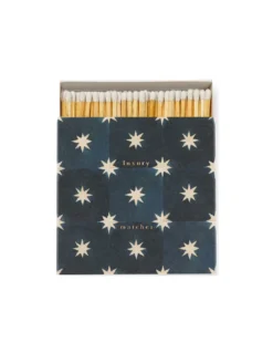Boîte d'Allumettes de Luxe "Navy Star Tile" - The Archivist x Wanderlust Paper Co. - Format Carré 125 Allumettes