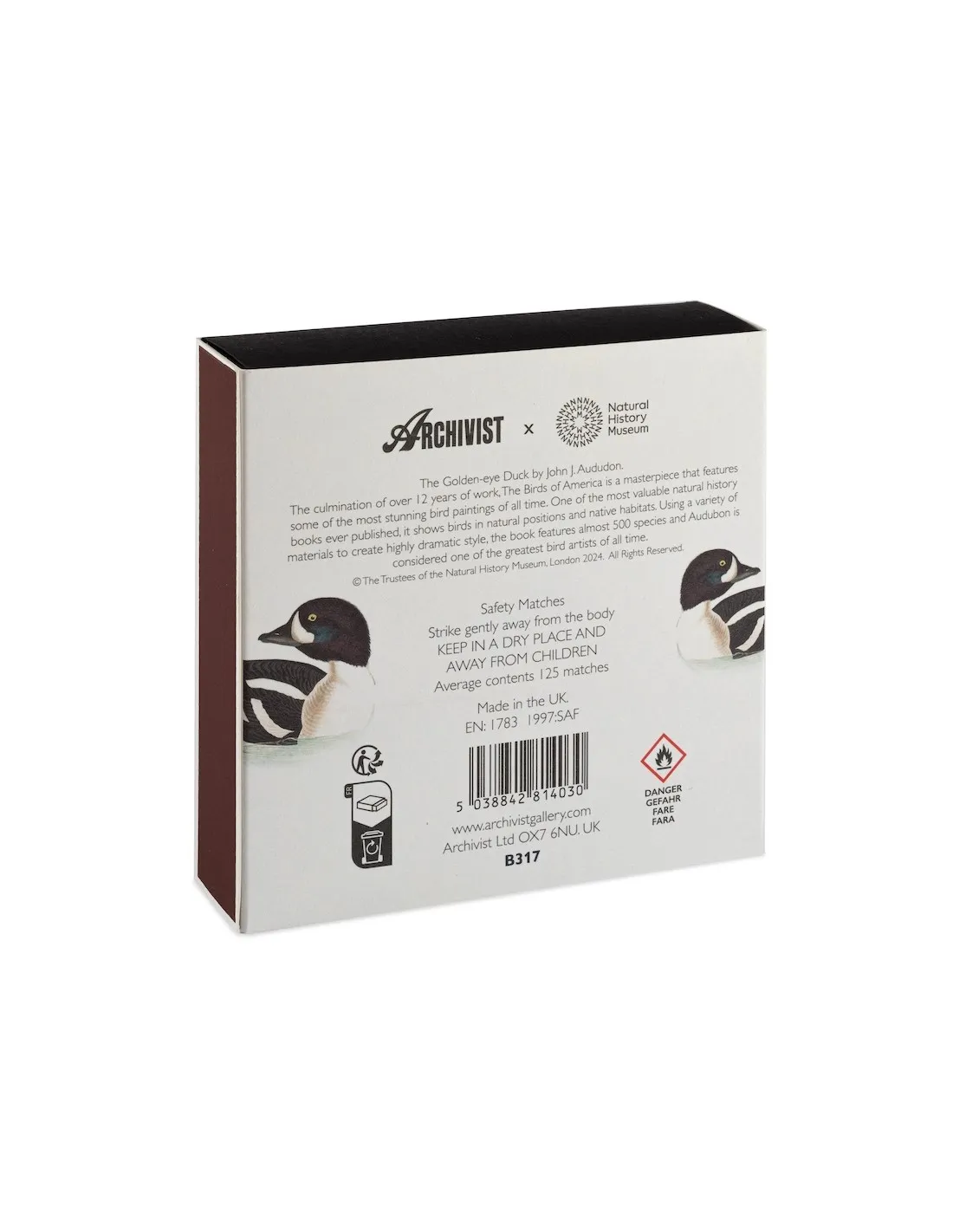 Boîte de Grandes Allumettes The Archivist - Illustration Audubon Golden-eye Duck (11x11 cm) 3 Boîte de Grandes Allumettes The Archivist - Illustration Audubon Golden-eye Duck (11x11 cm) – Image 3
