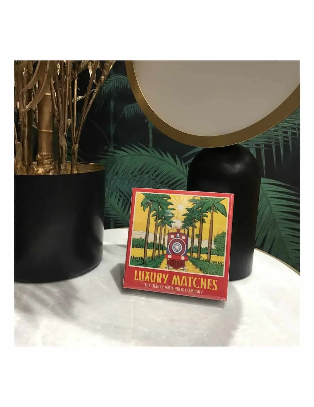 Boîte de Grandes Allumettes Carrée Train & Palmiers – The Archivist Vintage Art 3 Boîte de Grandes Allumettes Carrée Train & Palmiers – The Archivist Vintage Art – Image 3