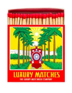 Boîte de Grandes Allumettes Carrée Train & Palmiers – The Archivist Vintage Art