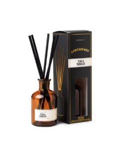 Diffuseur à Bâtonnets Paddywax Apothecary - Teak & Tobacco - Flacon Vintage Verre Ambré