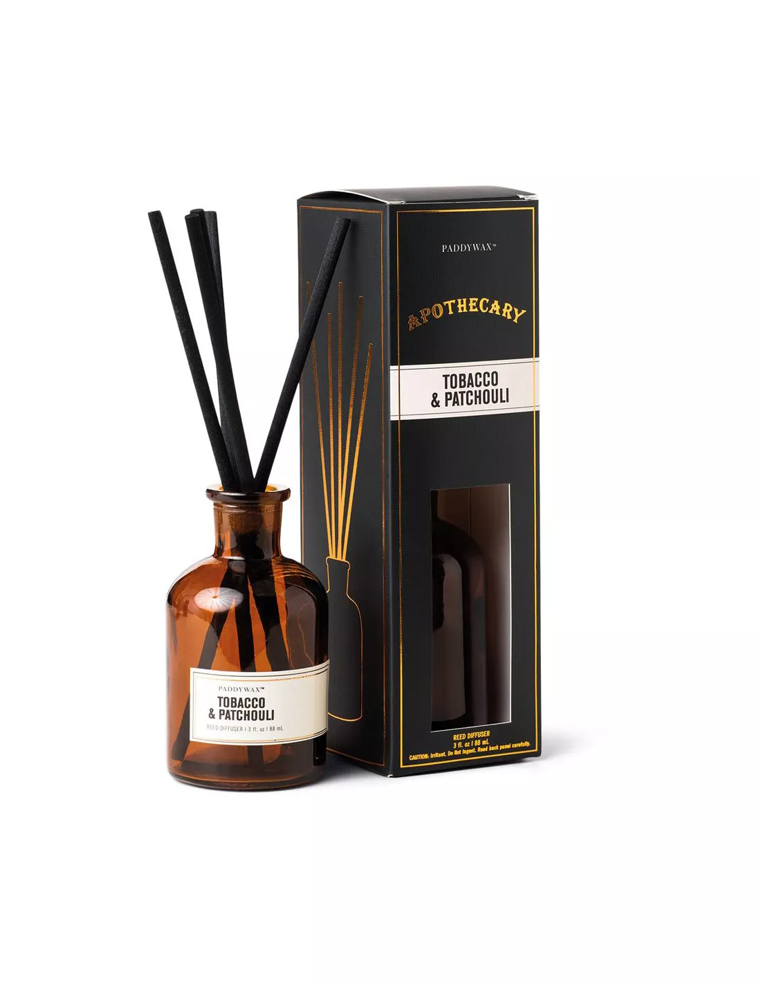 Diffuseur à Bâtonnets Paddywax Apothecary Tobacco & Patchouli – Flacon Verre Ambré Vintage 1 Diffuseur à Bâtonnets Paddywax Apothecary Tobacco & Patchouli – Flacon Verre Ambré Vintage