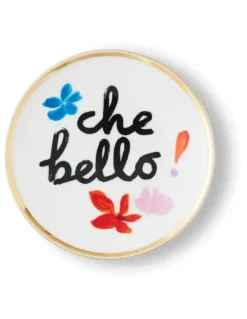 Bitossi Home "Che Bello !" Rouge et Bleu – Assiette à Dessert 17cm en Porcelaine et Or