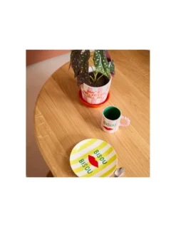 Assiette à Dessert Diego Bisou Bisou Que Rico – Céramique Verte et Jaune Peinte à la Main -Jolie Bougies Soldes assiette a dessert diego bisou bisou 3