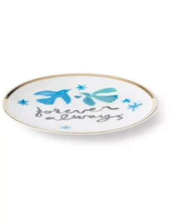 Bitossi Home Assiette à Dessert Forever Always 17cm – Porcelaine Blanche, Bleue et Or -Jolie Bougies Soldes assiette a dessert forever always 17cm 2