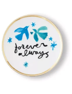 Bitossi Home Assiette à Dessert Forever Always 17cm – Porcelaine Blanche, Bleue et Or