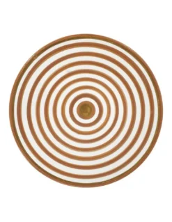 Chabi Chic Assiette Rayée Nude – Céramique Artisanale Or 12k D20cm
