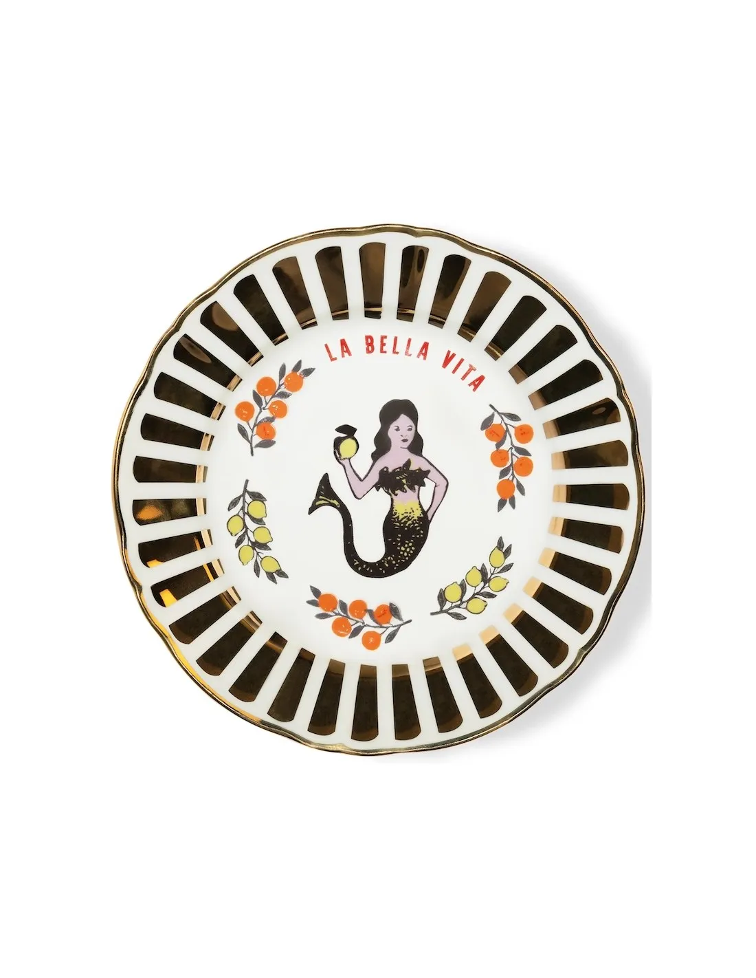 Bitossi Home Blanche et Or - Sirenetta 'La Belle Vie' Assiette en Porcelaine 20,5cm 1 Bitossi Home Blanche et Or - Sirenetta 'La Belle Vie' Assiette en Porcelaine 20,5cm