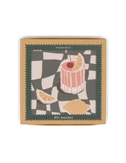 Boîte d'Allumettes Cocktail Illustrée - 100 Allumettes de Luxe pour Bougies