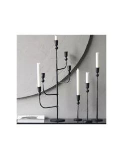 House Doctor Trivo 18cm Black Metal Candle Holder – Minimalist Scandinavian Taper Holder -Jolie Bougies Soldes bougeoir 18 cm trivo metal noir house doctor 4