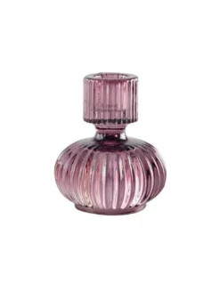 Bougeoir Réversible en Verre Violet – Support Double Usage pour Cierge et Chauffe-plat