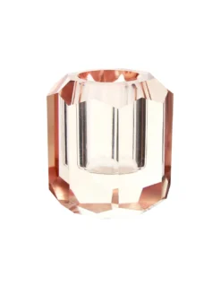 My Jolie Candle Bougeoir Facette Rose – Support Géométrique Moderne en Verre