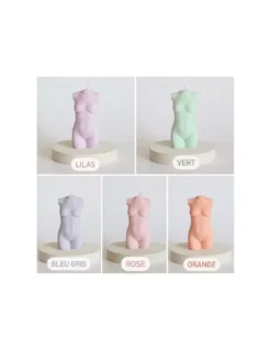 Bougie Buste Femme Jules Orange – Sculpture Artisanale en Cire de Colza -Jolie Bougies Soldes bougie buste femme jules orange 3