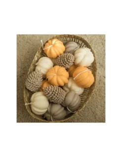 Bougie Décorative Citrouille Crème – Leaves & Co Artisanale en Cire de Colza -Jolie Bougies Soldes bougie decorative citrouille creme 2