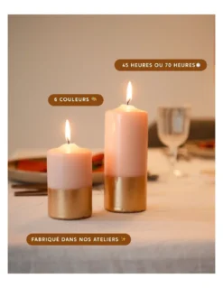 Bougie Pilier 10 Cm OR Et AUBERGINE -Jolie Bougies Soldes bougie pilier 10 cm or et aubergine 2