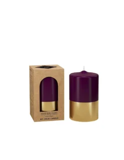 Bougie Pilier 10 Cm OR Et AUBERGINE