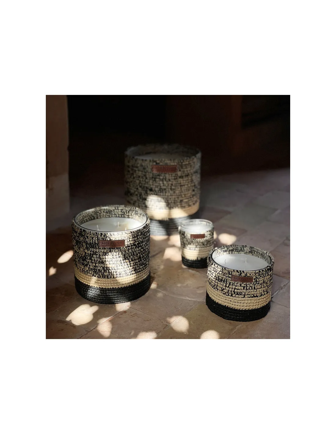 Bougie Raphia Mogador Noir L - Oriental 2 Bougie Raphia Mogador Noir L - Oriental – Image 2
