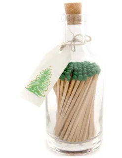 Bouteille d'allumettes 'Christmas Tree Gold Balls' – Design Festif et Allumettes Géantes aux Têtes Vertes