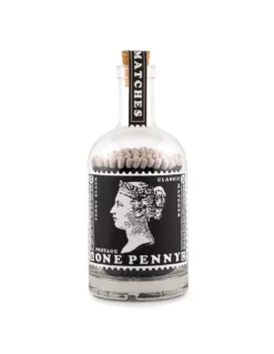 Bouteille d'Allumettes The Archivist "Penny Black" – Flacon en Verre Vintage avec 125 Allumettes