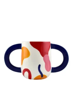 Que Rico Cache Pot Paulina – Blanc, Bleu et Rose Funky and Feliz Hand-Painted Planter