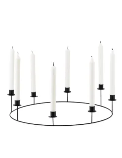 House Doctor Ring Black 8-Cierges – Multi-Level Minimalist Scandinavian Chandelier