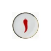 Bitossi Home Chili Pepper "Peperoncino" 17cm Porcelain Plate – White with Gold Rim Decorative Side Plate