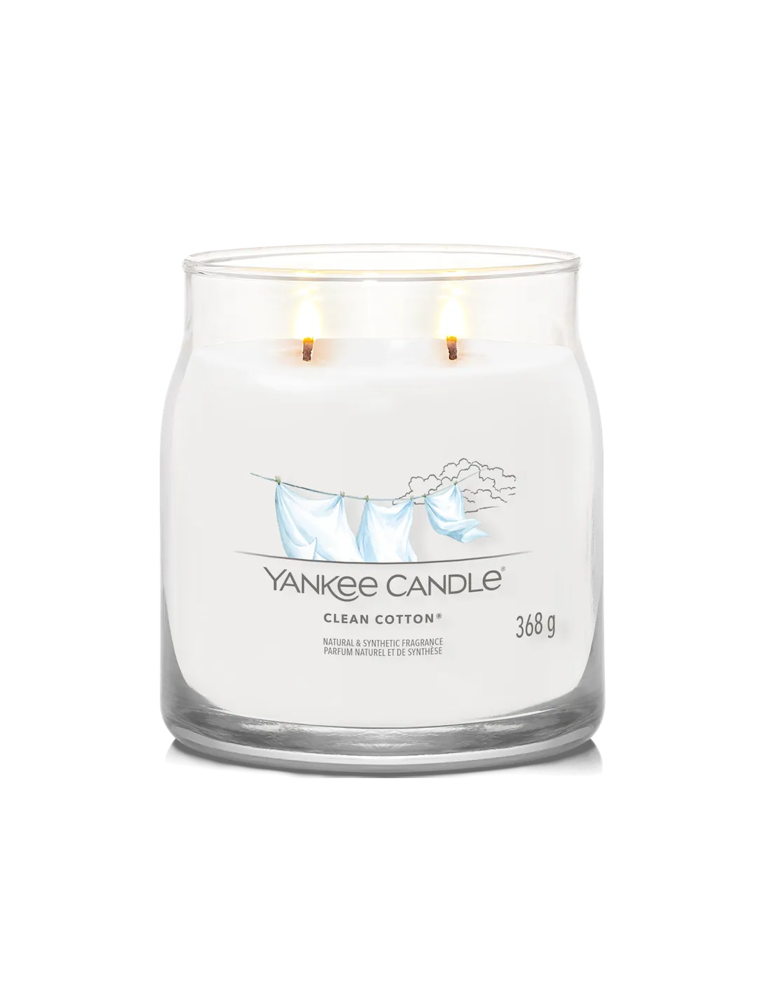 Yankee Candle Clean Cotton - Moyenne Bougie 2 Mèches 3 Yankee Candle Clean Cotton - Moyenne Bougie 2 Mèches – Image 3