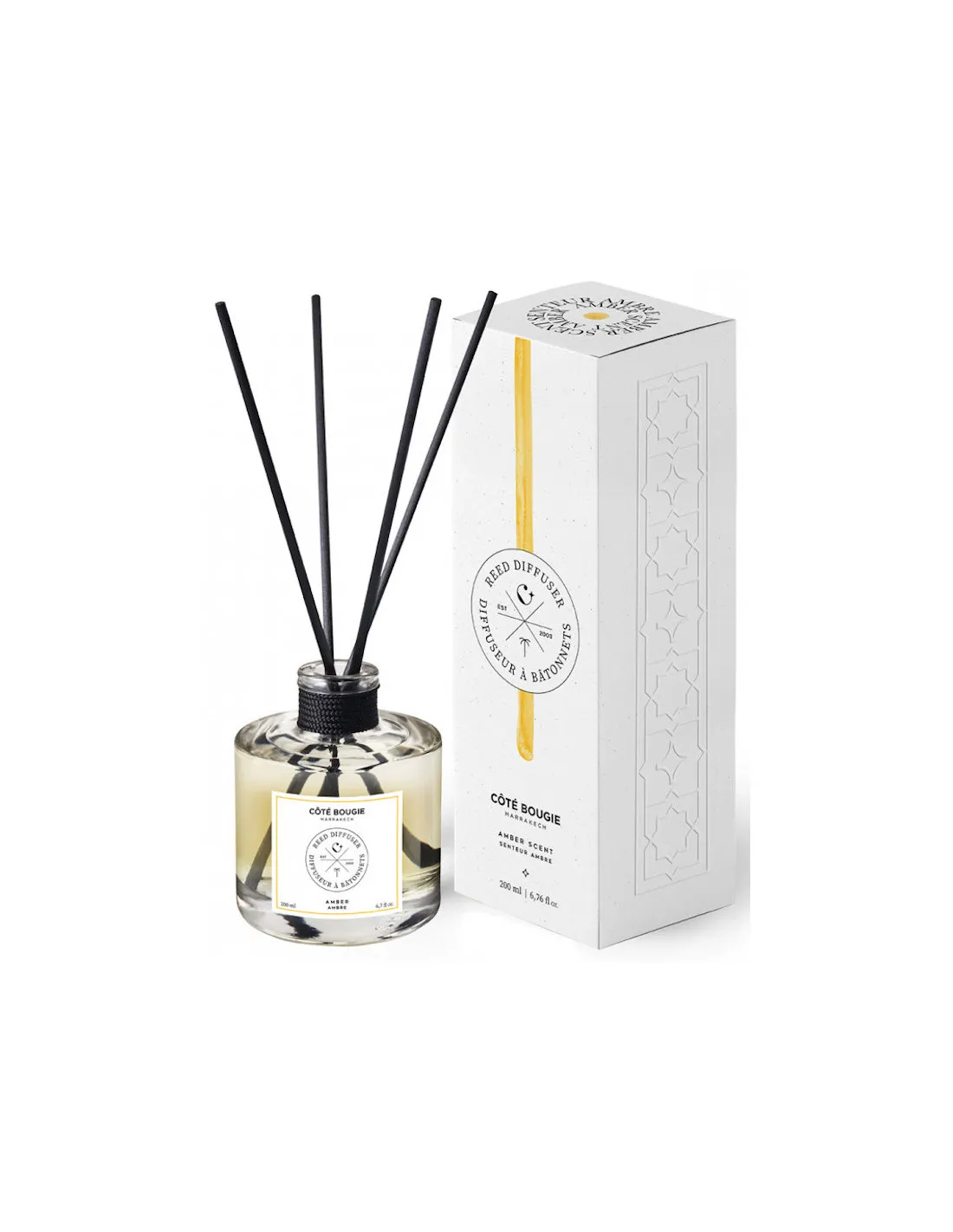 Côté Bougie Diffuseur à Bâtonnets Ambre 500ml – Parfum d'Intérieur Oriental Artisanal 1 Côté Bougie Diffuseur à Bâtonnets Ambre 500ml – Parfum d'Intérieur Oriental Artisanal