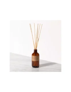 P.F. Candle Co. Teakwood & Tobacco Reed Diffuser – Amber Glass Apothecary Style -Jolie Bougies Soldes diffuseur teakwood tobacco pf candle 5