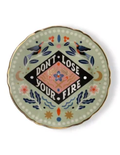Bitossi Home x Carmi Grau 'Don't Lose Your Fire' – Assiette Design en Porcelaine 17 cm
