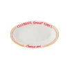 Bitossi Home "The Club" Good Times Ceramic Plate - White and Red Bistro Side Dish (17x10 cm)