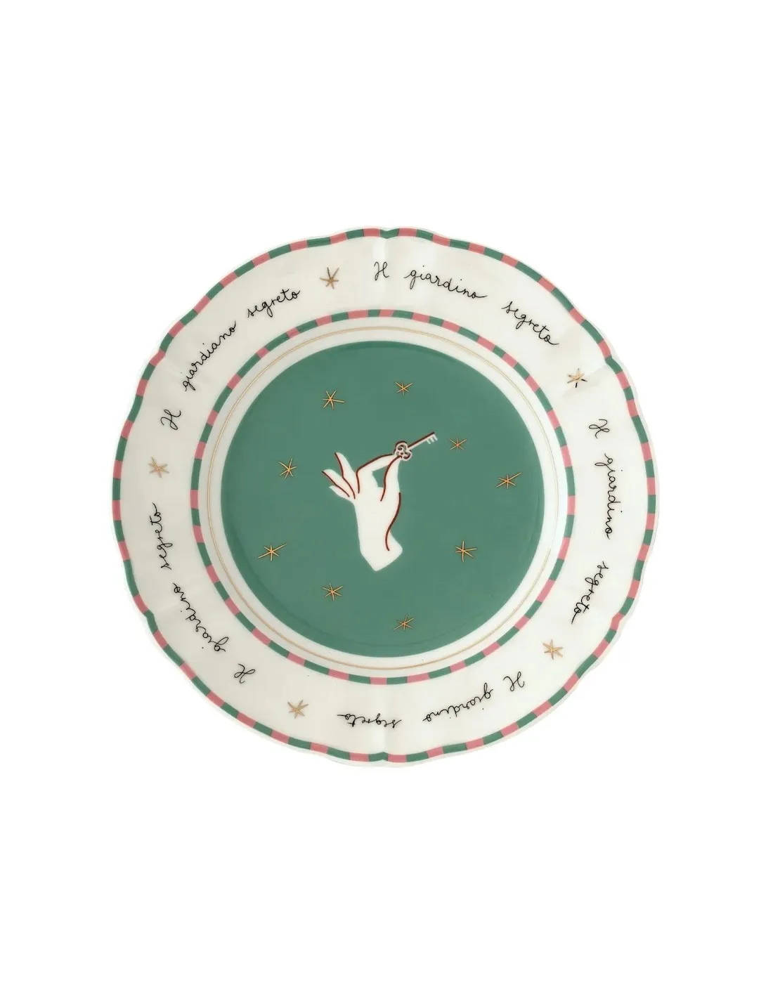 Bitossi Home Assiette à Dessert Hand 20cm – Céramique Rose et Blanche avec Liseré Or 1 Bitossi Home Assiette à Dessert Hand 20cm – Céramique Rose et Blanche avec Liseré Or