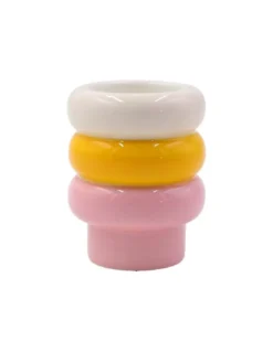 Photophore en Céramique Alvara Que Rico – Collection Amor Del Color Jaune et Rose