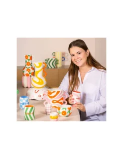 Photophore Céramique Alvara Que Rico – Rayas Bailarinas Violet et Blanc Peint à la Main -Jolie Bougies Soldes photophore ceramique alvara rayas bailarinas 2