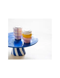 Photophore Céramique Alvara Que Rico – Rayas Bailarinas Violet et Blanc Peint à la Main