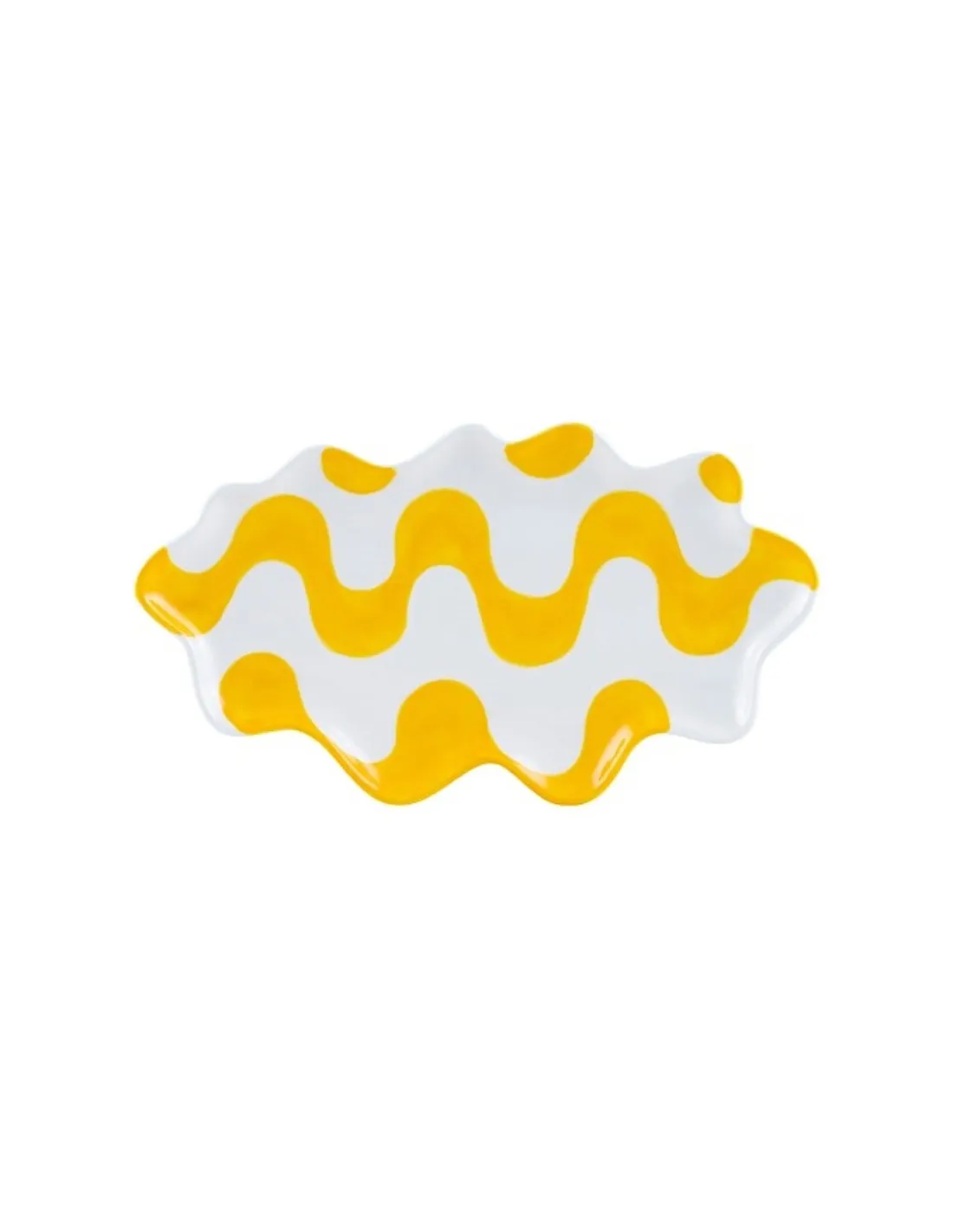 Qué Rico Plateau Renata Rio Retro – Plateau Décoratif en Dolomite Jaune et Blanc Peint à la Main 1 Qué Rico Plateau Renata Rio Retro – Plateau Décoratif en Dolomite Jaune et Blanc Peint à la Main