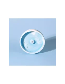 Porte Encens Bleu Marbré en Béton Bloom – Design Minimaliste Artisanal Fabriqué en France -Jolie Bougies Soldes porte encens bleu marbre bloom 5