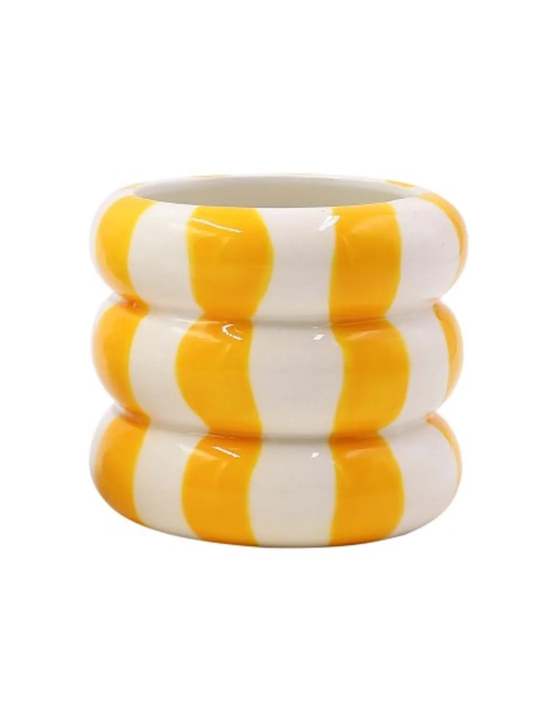 Qué Rico Pot en Céramique Jaune et Blanc - Décoration Artisanale Peinte à la Main 8x7 cm 1 Qué Rico Pot en Céramique Jaune et Blanc - Décoration Artisanale Peinte à la Main 8x7 cm