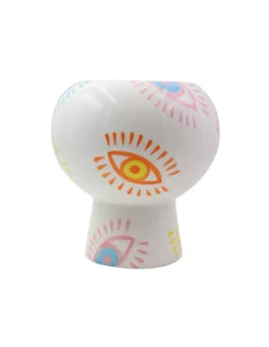 Que Rico - Pot Domingo Ojos Locos - Cache-Pot en Céramique Multicolore Peint à la Main