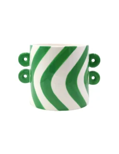 Pot Felipe Baila Bella par Que Rico – Vase Design en Céramique Vert et Blanc Peint à la Main