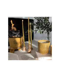 Maison Pechavy Set de 3 Bougeoirs en Bois de Hêtre et Laiton – Finition Naturelle -Jolie Bougies Soldes set 3 bougeoirs bois et laiton naturel 2