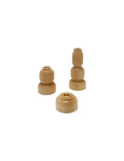 Set 3 Bougeoirs Bois Et Laiton - Naturel