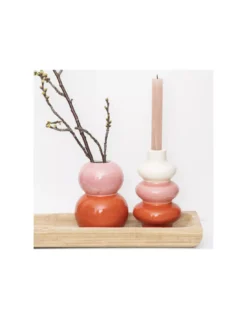 Soliflore en Céramique Qué Rico - Motifs Abstraits Rouge, Rose et Blanc -Jolie Bougies Soldes soliflore 3 couleurs que rico 2